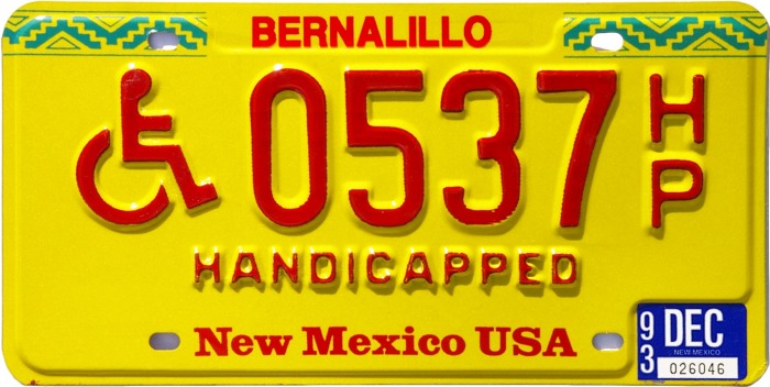 New Mexico Handicap License Plates